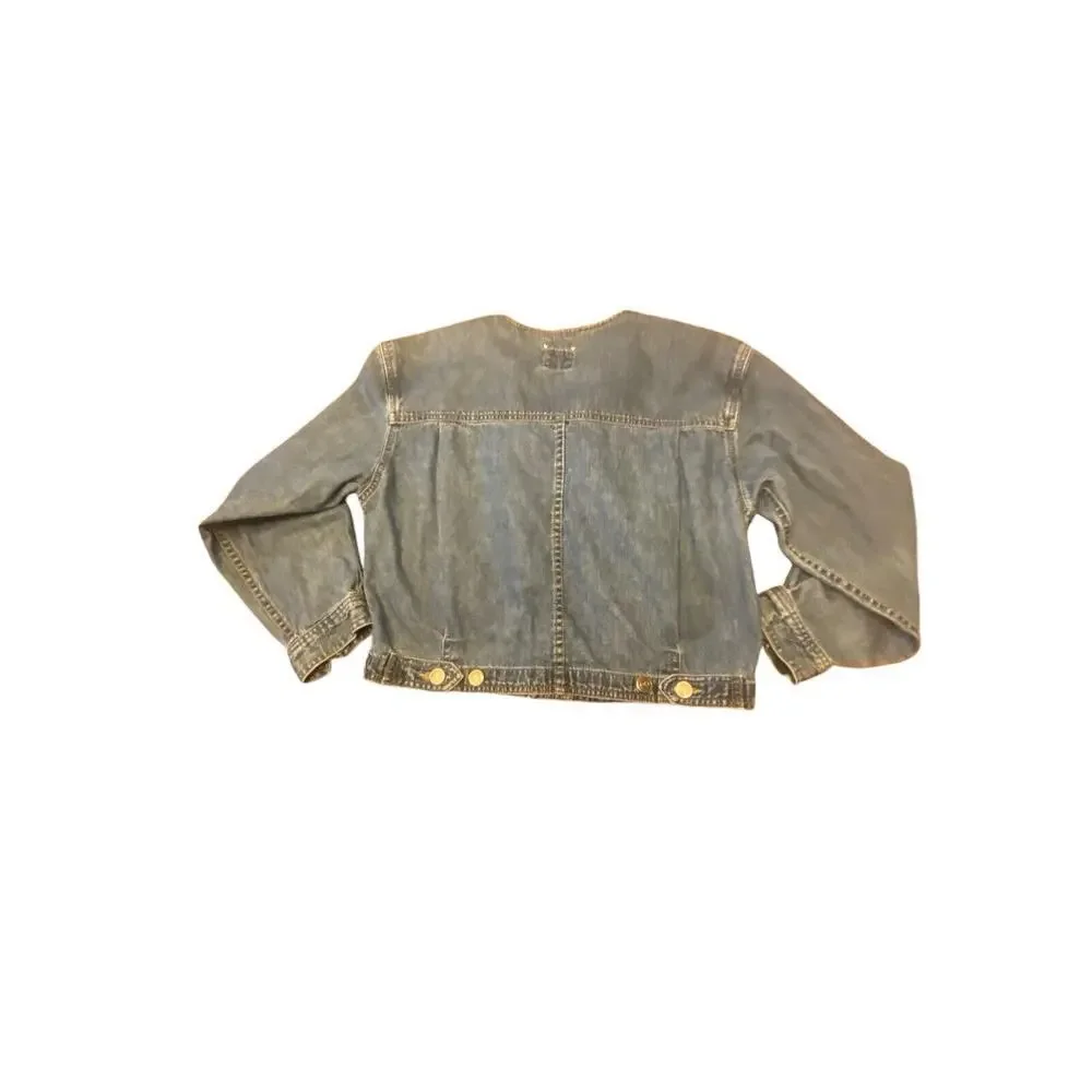 Liz Wear V Neck Denim Jacket Size Small Petite Long Sleeve Casual Vintage - Picture 14 of 16